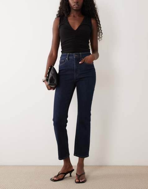 Good American good legs straight jeans in dark blue wash - view 1