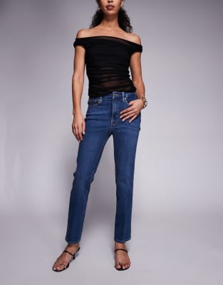 Good American - Good Legs - Straight Jeans in dunkelblauer Waschung