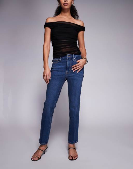 Good American good legs straight jeans in mid blue