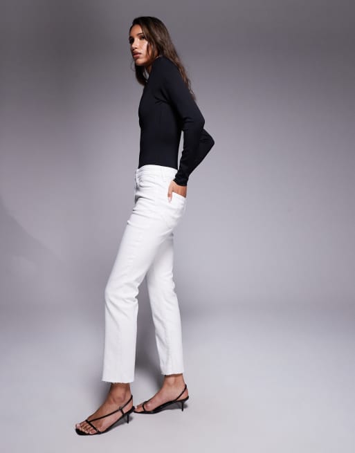 Good American good legs straight jeans in white