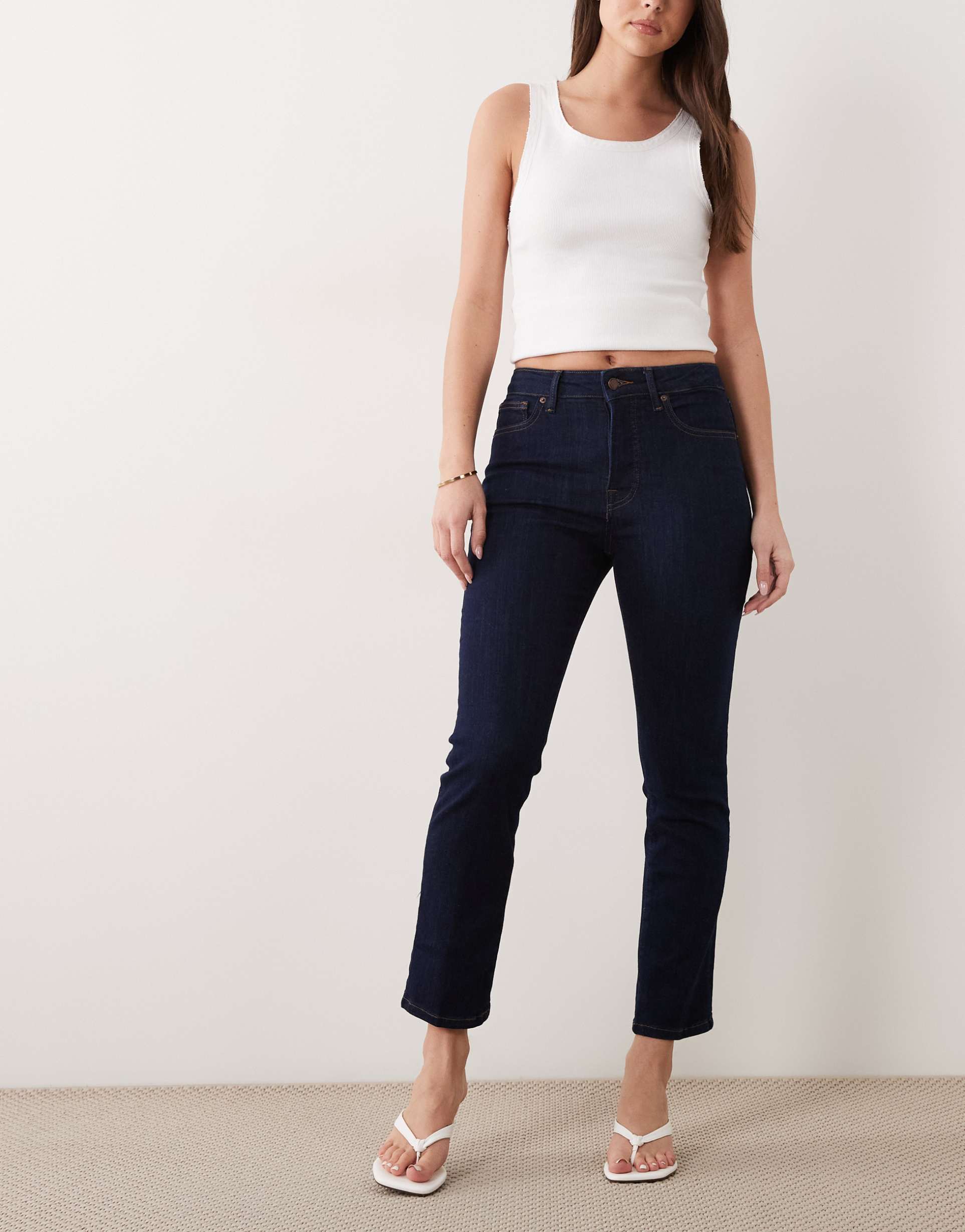 good american good legs straight leg jeans in dark blue wash