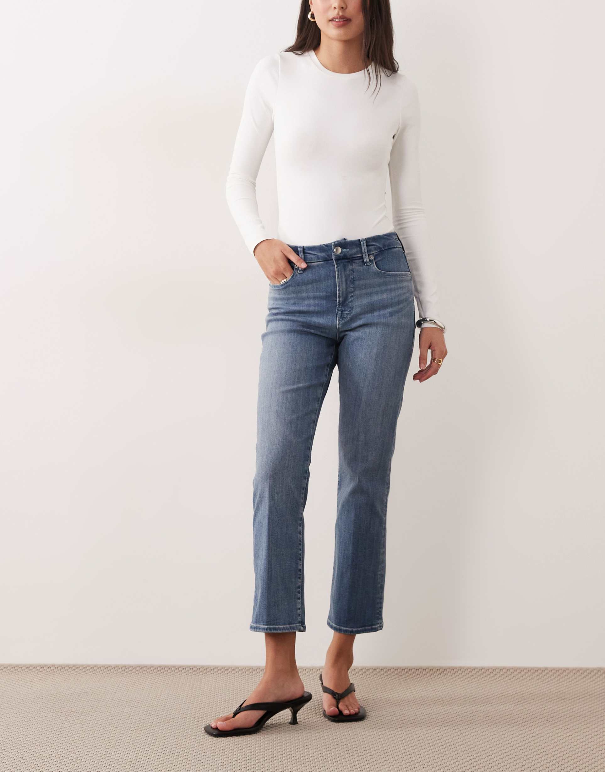 good american good legs straight leg jeans in light blue wash
