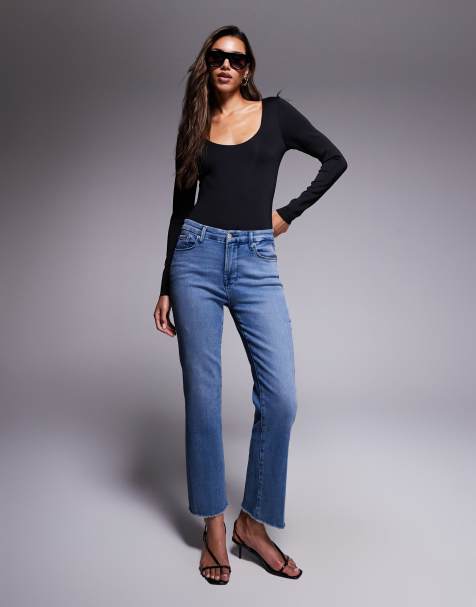 Good American good legs straight leg split pockets jeans in blue - view 1