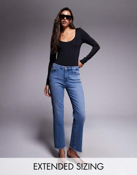 Good American good legs straight split pockets jeans in blue - view 1