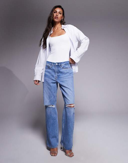 Good American – Good – Mellanblå, avslappnade jeans i 90-talsstil, 3 av 5