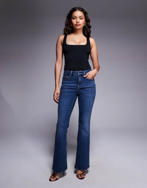 Good American Good Petite flare jeans in blue - view 1