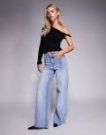 [Good American Petite] Good American Good Petite palazzo jeans in mid blue 18-20 Indigo 957