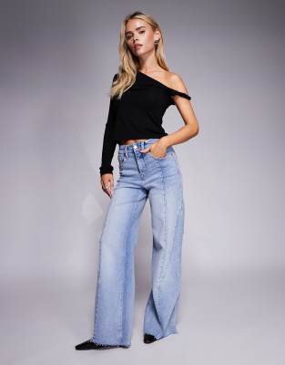 Good American - Good Petite - Palazzo-Jeans in Mittelblau