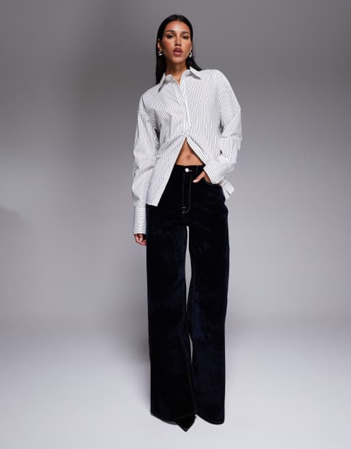 Good American - Good Skate - Jeans in velluto blu scuro