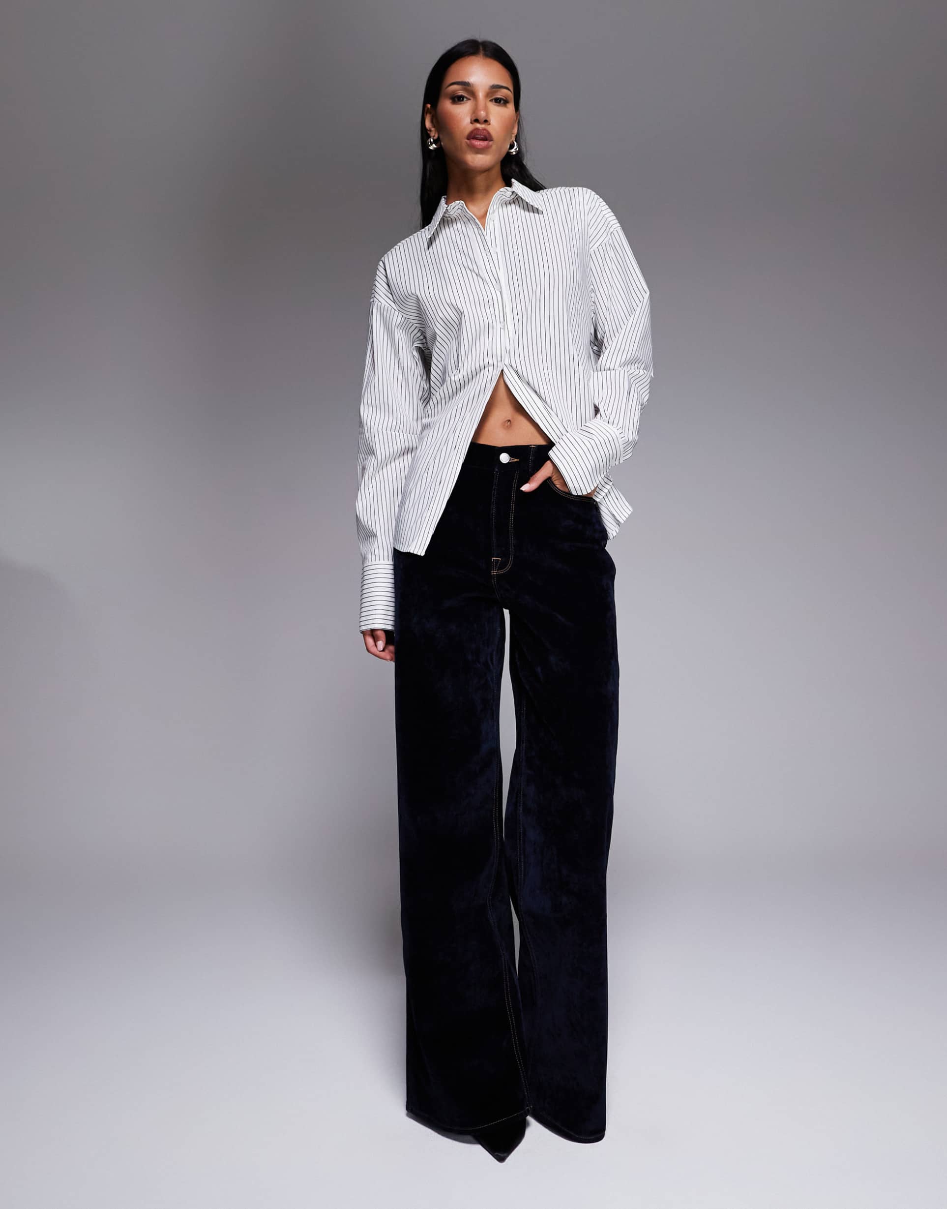 good american good skate velvet denim jeans in dark blue