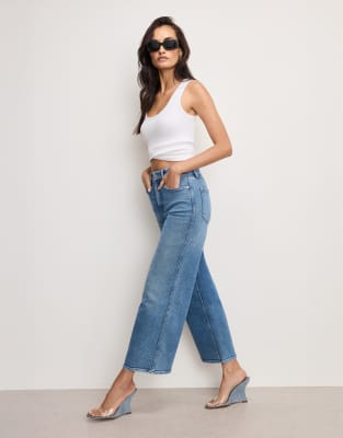 Good American - Good Skate - Weite Cropped-Jeans in Blau
