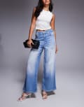 [Good American] Good American good skate wide cropped jeans in mid blue-Navy 14 Indigo 958