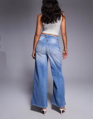Good American Womens Indigo961 Good Standard Ease Wide-leg Denim-blend Jeans In Blue