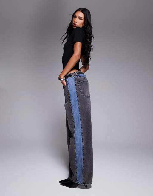Good American good standard baggy jeans in black and blue wash, 2 of 5