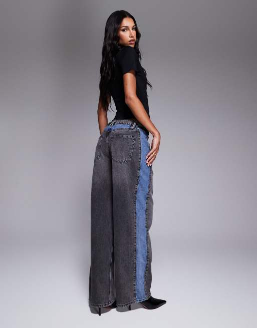Good American good standard baggy jeans in black and blue wash, 4 of 5