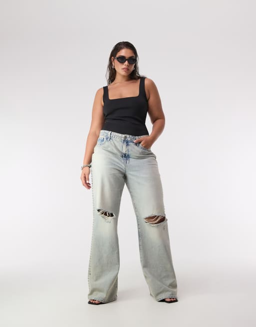 Good American good standard ease studded jeans in light blue, 2 of 6