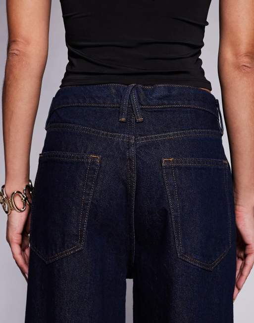 Good American - Good Standard - Jeans ampi con risvolto lavaggio blu indigo scuro, 4 di 5