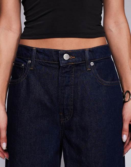 Good American - Good Standard - Jeans ampi con risvolto lavaggio blu indigo scuro, 5 di 5
