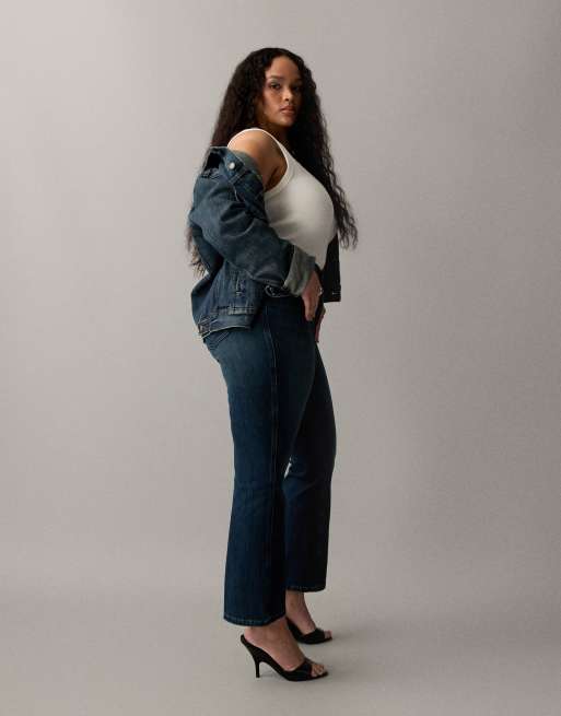Good American good standard kick flare jeans in dark blue wash, 3 of 7