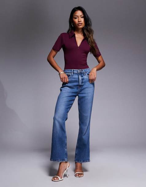 Good American good standard kick flare jeans in mid blue wash - view 1