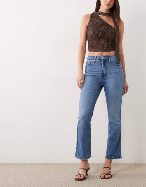 Good American good standard kick flare jeans in mid blue wash - view 1