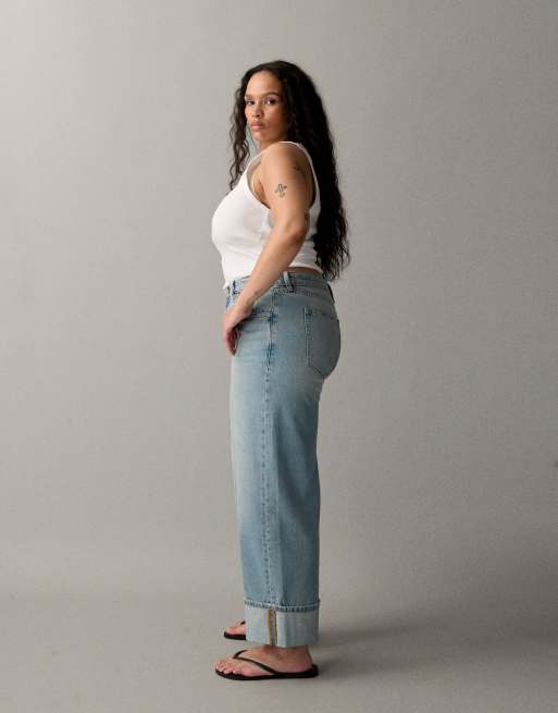 Good American good standard relaxed turn up jeans in light blue wash, 2 of 7