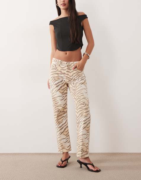 Good American - Good Vintage - Jeans med lige ben og brunt tigerprint - Del af sæt - view 1