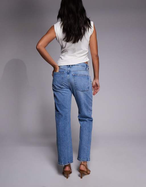 Good American good vintage ripped straight ankle jeans in light blue wash, 2 of 5