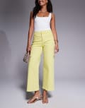 [Good American] Good American good waist cropped palazzo jeans in lemon-Yellow 18-20 lemon003