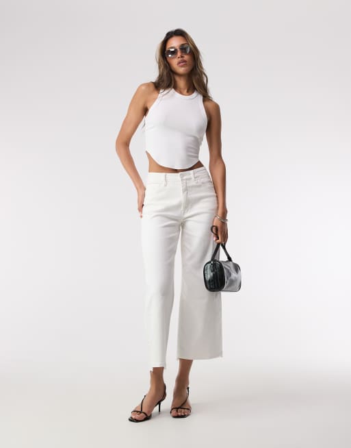 Good American - Good Waist - Cropped palazzo-jeans in wit, 4 van 6