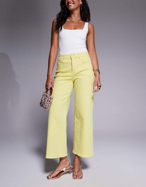 Good American – Good Waist – Cytrynowe jeansy palazzo o krótkim fasonie