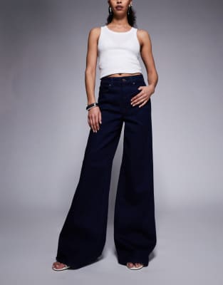 Good American Good Waist High Rise Palazzo Jeans In Black