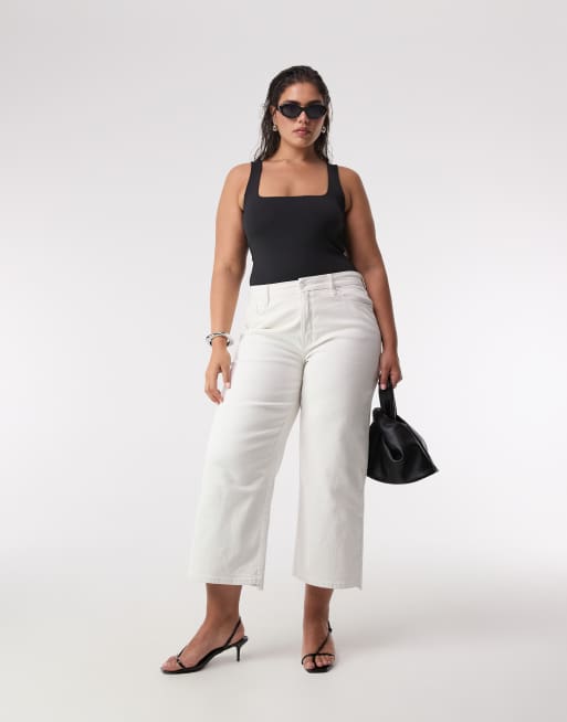 Good American - Good Waist - Hvide cropped palazzo-jeans, 2 af 6