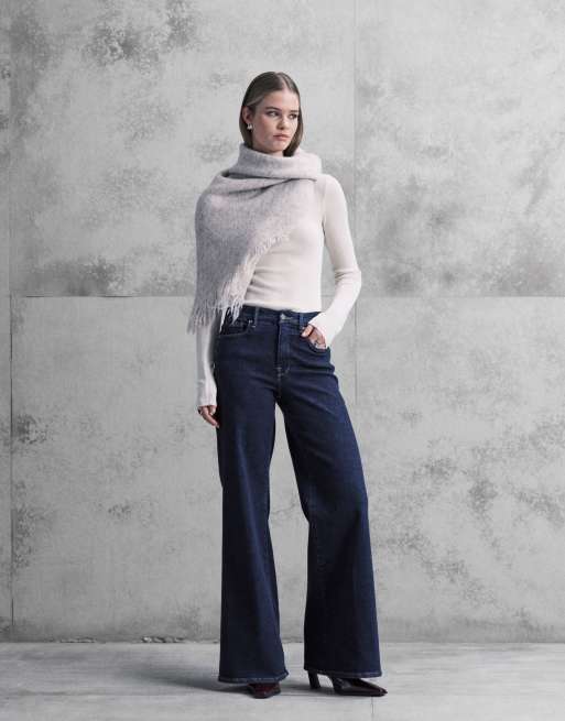 Good American - Good Waist - Jean palazzo - Bleu moyen délavé