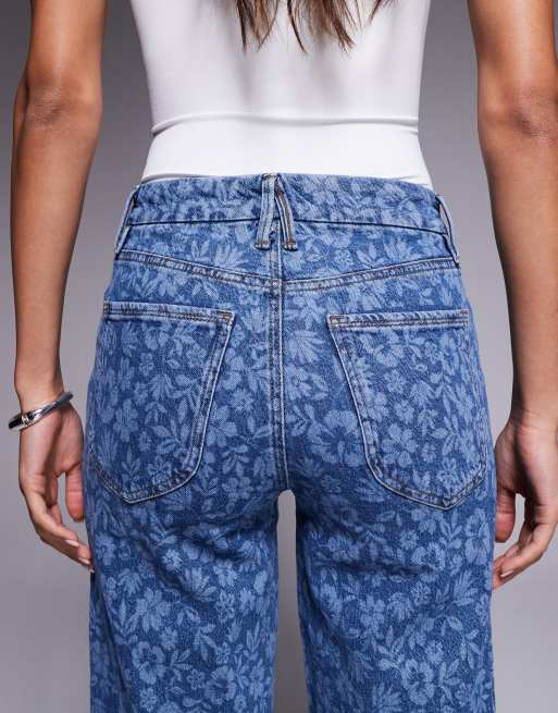 Good American Good Waist Jeans palazzo alla caviglia a fiori
