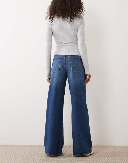 Good American - Good Waist - Jeans stile palazzo lavaggio blu medio, 3 di 5
