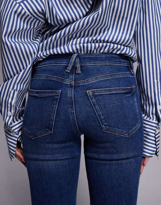 Good American good waist low rise boot cut jeans in mid blue wash, 5 of 5