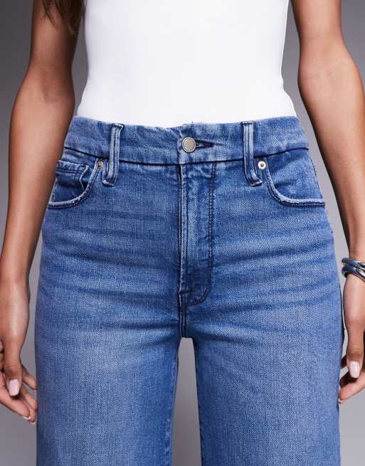 Good American good waist palazzo crop jeans in dark blue, 5 of 5