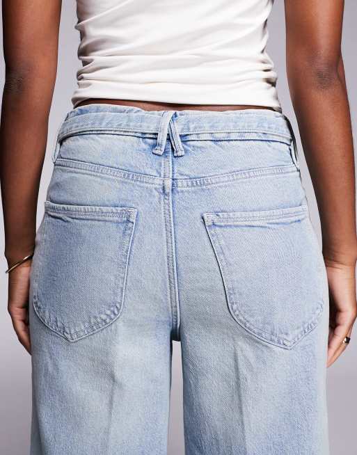 Good American good waist palazzo cropped jeans in light wash blue, 5 of 5