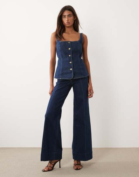 Good American - Good Waist - Palazzo-jeans i mørkeblå vask - Del af sæt - view 1