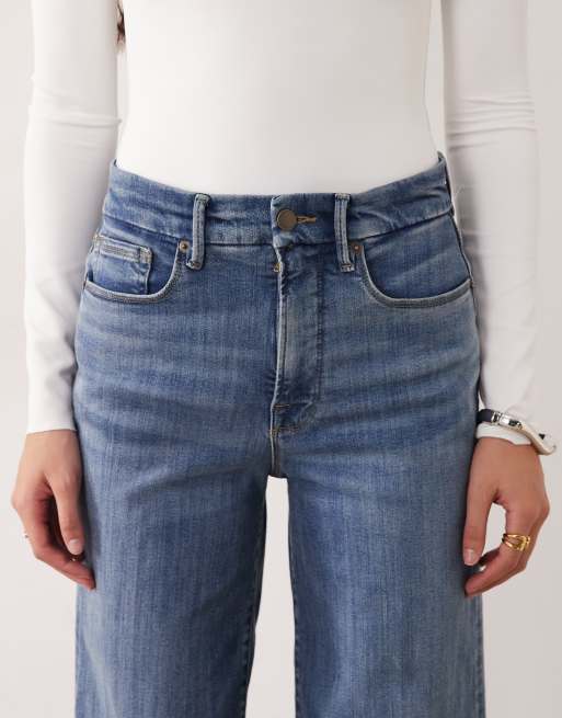 Good American good waist palazzo jeans in mid blue wash, 4 of 5