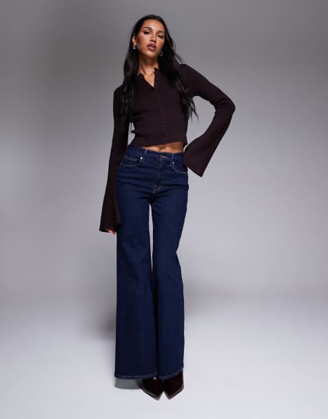 Good American good waist palazzo jeans in mid wash - view 1