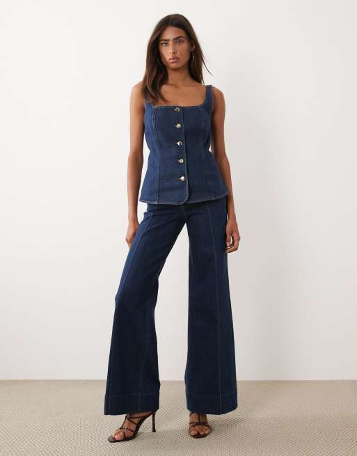 Good American - Denim co-ord set in donkerblauw met wassing, 3 van 3