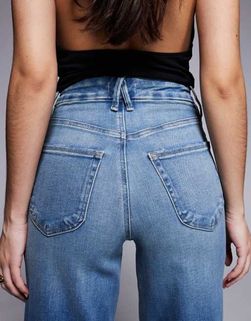 Good American good waist soft-tech denim palazzo jeans in mid blue wash, 5 of 5