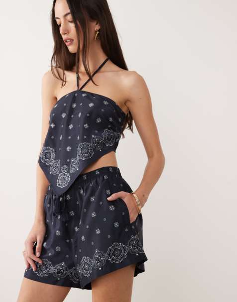 Good American – Halstuch mit marineblauem Bandana-Muster, Kombiteil - view 1