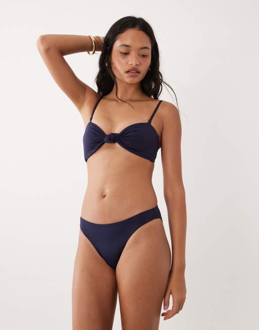 Good American - Haut de bikini bandeau d'ensemble avec détail torsadé - Bleu marine mat, 2 de 4
