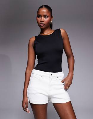 Good American - Hochgeschlossener, figurformender Body in Schwarz mit U-Ausschnitt