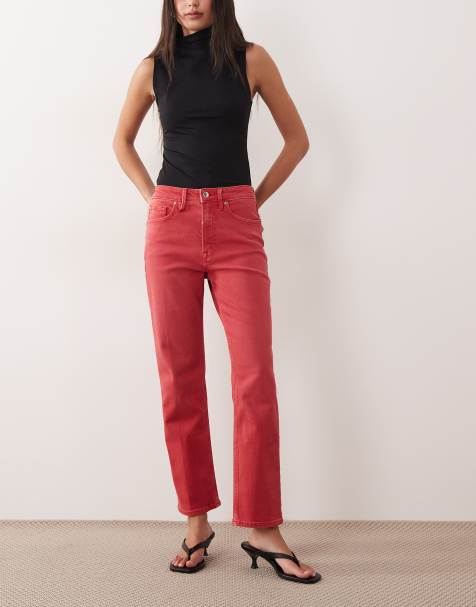 Good American - Icon - Jeans op enkellengte in kersenrood - view 1