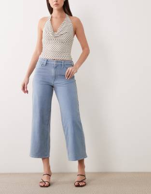 Good American Jeanius Palazzo Crop Jeans In Blue