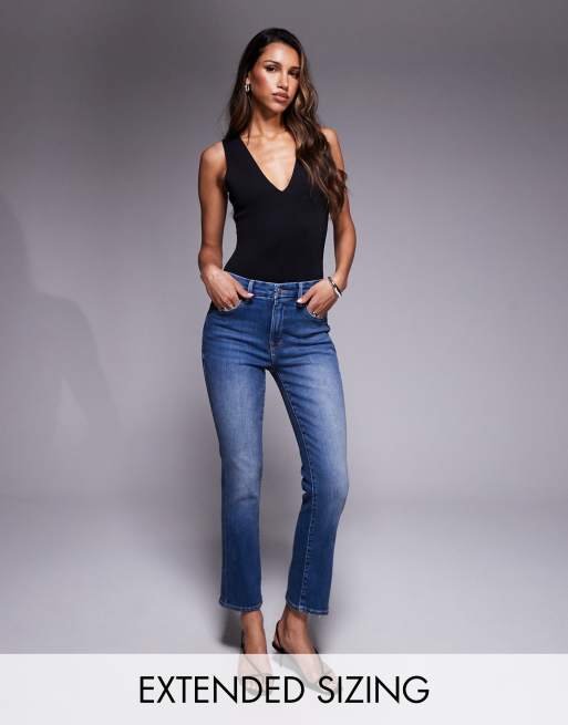 Good American - Jeans dritti a compressione leggera color indaco